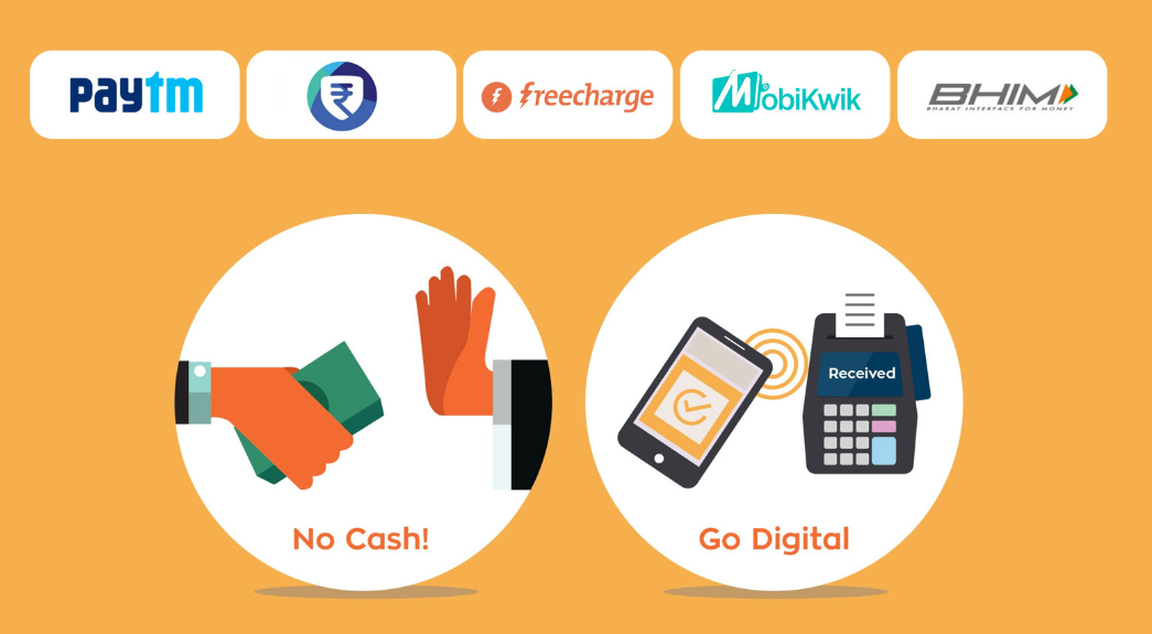 Go cashless, go digital – the farewell to cash is a central component of the government initiative “Digital India” (source: HappySavers)