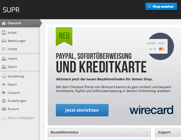 Wirecard integrates payment services in the SUPR shop system Wirecard integrates payment services in the SUPR shop system